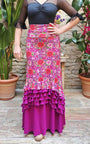 Falda flamenco buganvilla estampada de flores de colores y volantes buganvilla