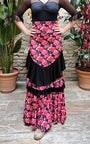 Falda flamenco estampada de claveles y volantes negros alternativos