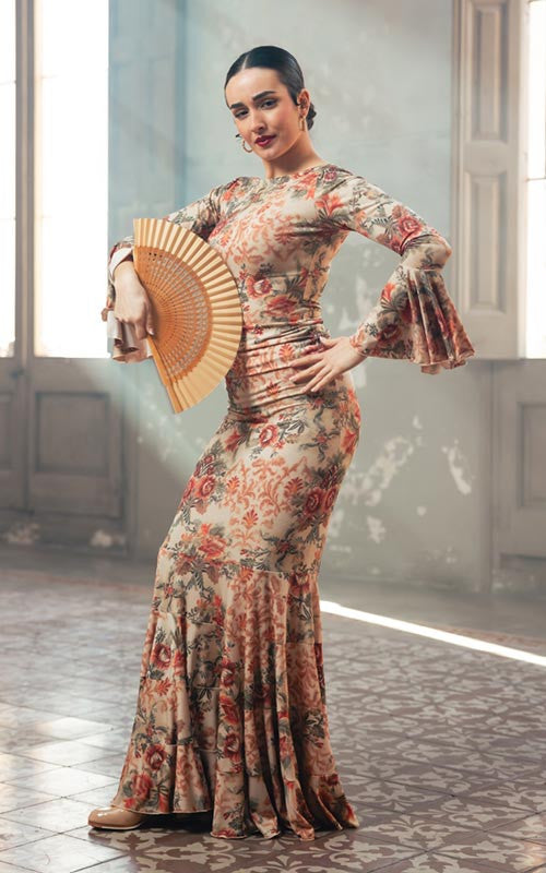 Jupe flamenco imprimée mauve