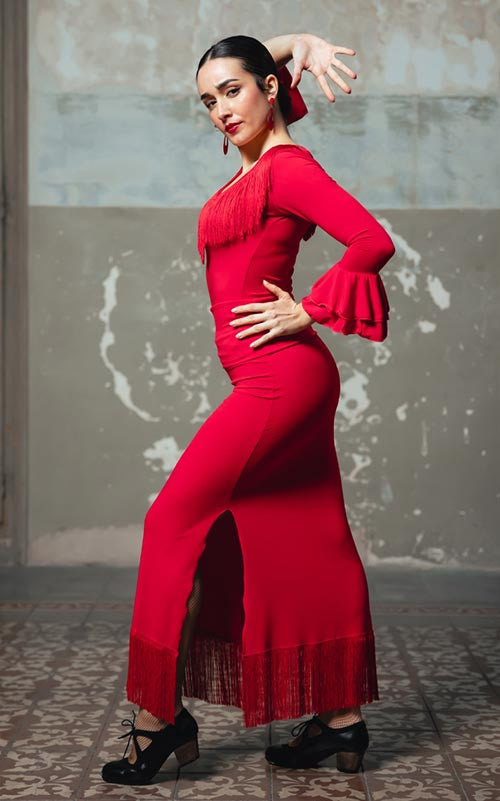 Falda Flamenco con apertura Lateral y Flecos