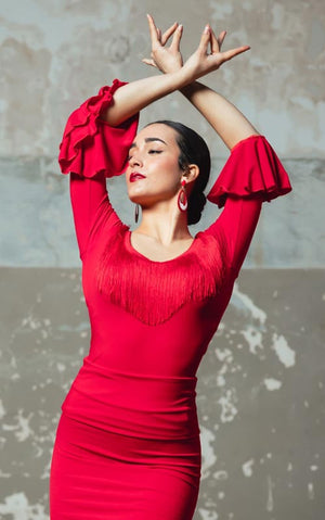 Icaro Flamenco Top with Fringes and Ruffles on the Sleeve