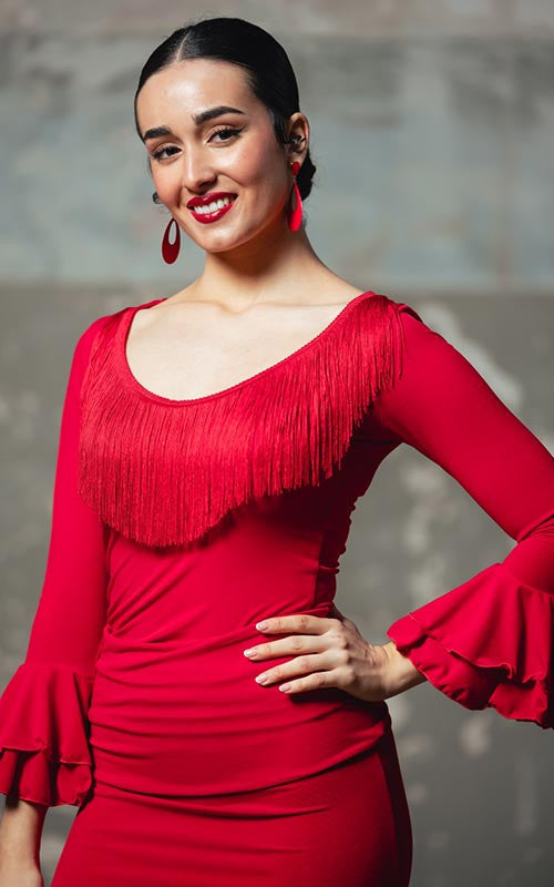 Icaro Flamenco Top with Fringes and Ruffles on the Sleeve