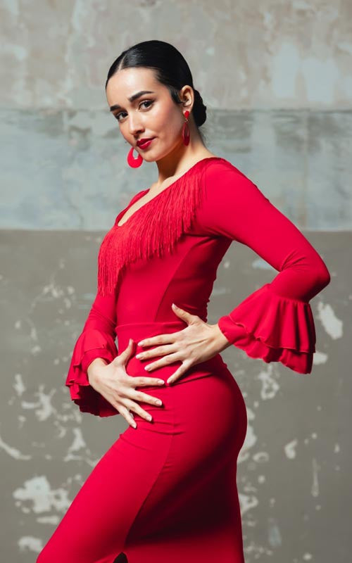 Icaro Flamenco Top with Fringes and Ruffles on the Sleeve