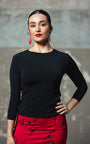 Top flamenco berre negro con manga larga montada