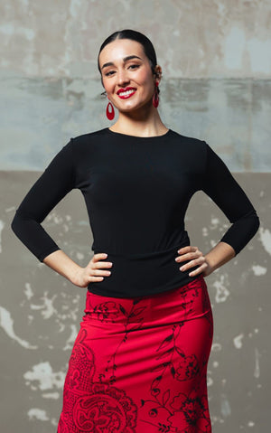 Top Flamenco Berre Negro con Manga Larga Montada