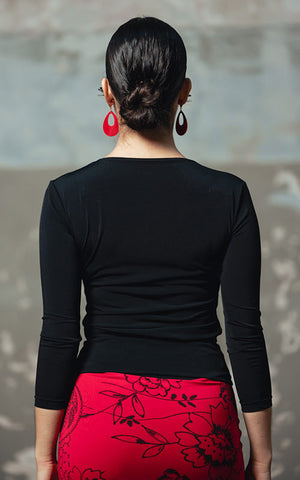 Top Flamenco Berre Negro con Manga Larga Montada