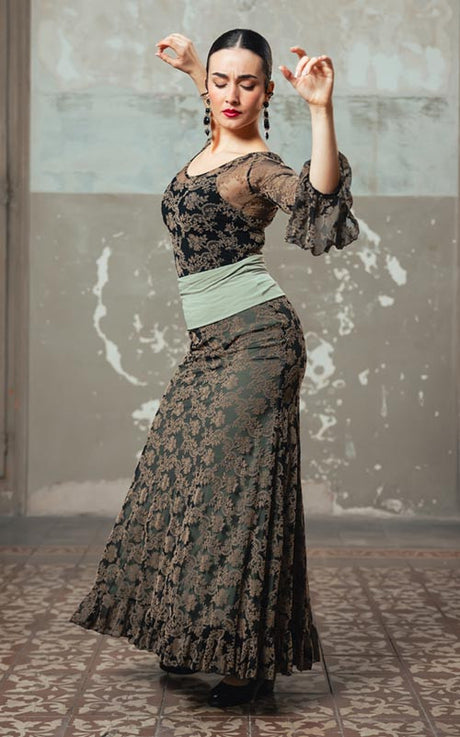 Jupe cabriole flamenco en tulle élastique avec ceinture, plusieurs couleurs au choix