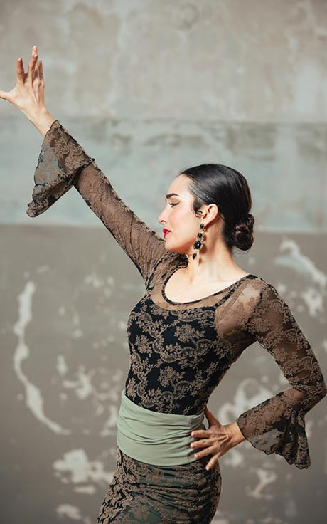 Body Brocado Tul Elástico Estampado