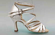 Chaussures de danse de salon en satin blanc cassé avec strass en cristal