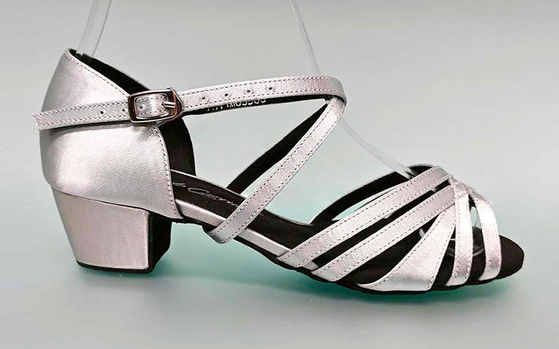 Chaussure de danse de salon en satin argenté