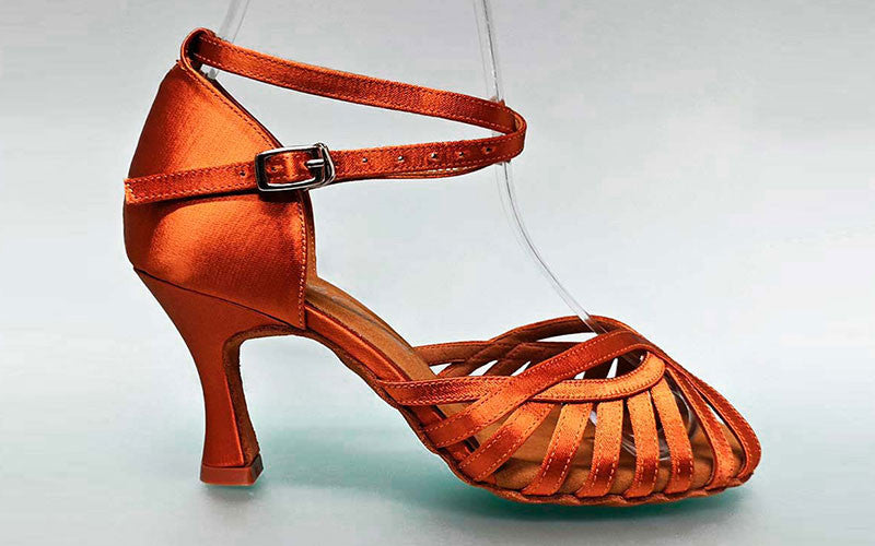 Chaussure de danse latine et de salon en satin bronze