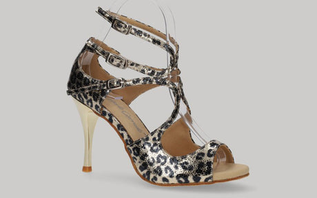 Chaussures de danse de salon et de tango à imprimé animal métallisé fantaisie
