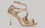 Ballroom and tango dancing shoe in metallic champagne fantasy