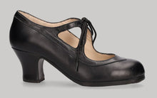 Zapato de Baile Flamenco Profesional Piel Negro Y Cordones