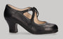 Zapato de baile flamenco profesional piel negro y cordones