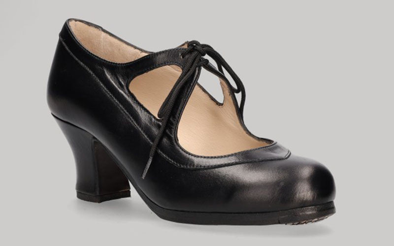 Professional Flamenco Dance Shoe Black Leather and Laces
