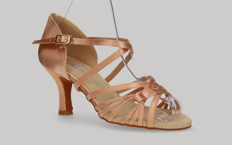 Chaussure de danse de salon en satin champagne