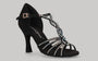 Zapato para baile de salón de ante negro con pedrería de cristal en tiras y empeine