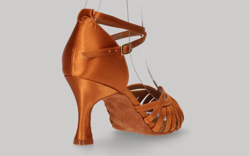 Chaussure de danse latine et de salon en satin bronze