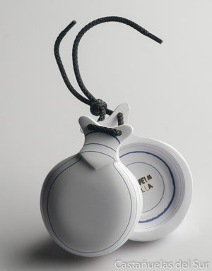 Castañuela Capricho Blanco Veteado Azul Caja Doble