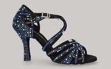 Chaussure de danse de salon noire avec strass multicolores