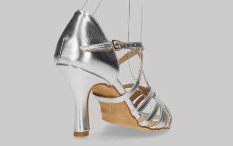 Chaussure de danse de salon avec bride croisée en argent