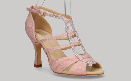 Chaussures de danse de salon fantaisie à paillettes roses