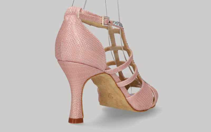 Chaussures de danse de salon fantaisie à paillettes roses