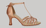 Zapato para baile de salón color champán con pedrería de cristal