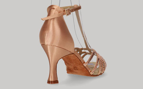 Chaussure de danse de salon champagne avec strass en cristal