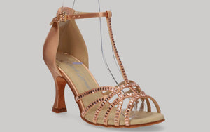 Chaussure de danse de salon champagne avec strass en cristal