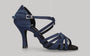 Blue denim canvas ballroom dance shoe
