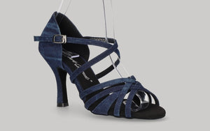 Zapato para Baile de Salón de Tejido de Lona Vaquero Azul
