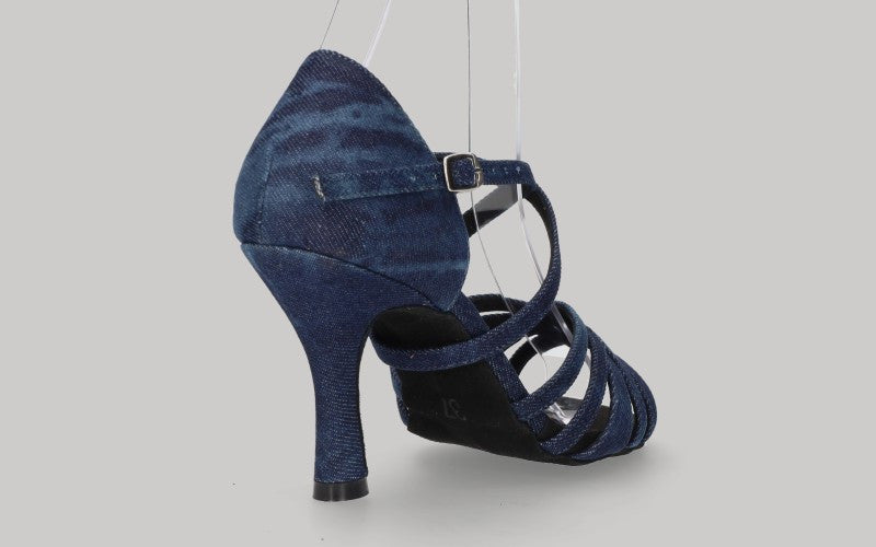 Zapato para Baile de Salón de Tejido de Lona Vaquero Azul