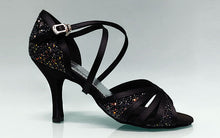 Chaussure de danse de salon combinée noire et pailletée