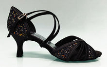 Chaussure de danse de salon combinée noire et pailletée