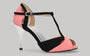 Chaussure de danse de salon et de tango en daim noir et rose