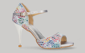 Chaussure de danse de salon et de tango fantaisie multicolore