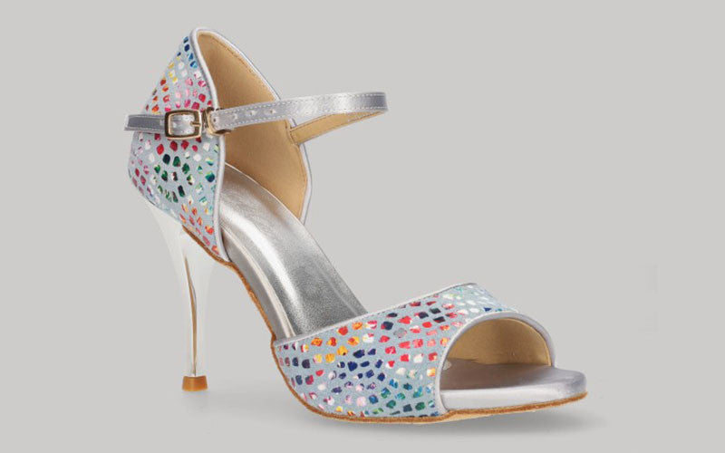 Chaussure de danse de salon et de tango fantaisie multicolore