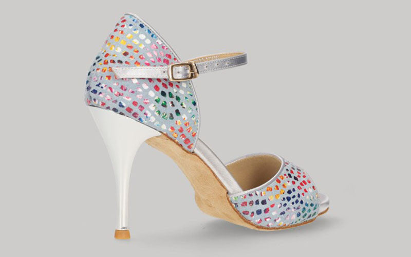 Chaussure de danse de salon et de tango fantaisie multicolore