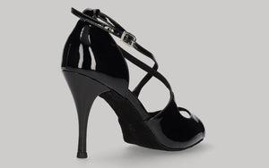 Chaussures de danse de salon et de tango en cuir verni noir