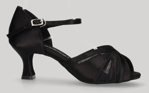 Chaussures de danse latine et de salon à talon bas en satin noir