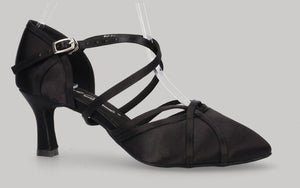Chaussures de danse latine et de salon à bout fermé en satin noir