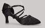 Zapato para baile latino y de salón en satén negro con puntera cerrada