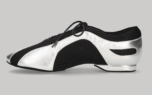 Chaussures de danse latine et de salon pour homme avec lacets noirs et argentés