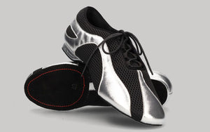 Chaussures de danse latine et de salon pour homme avec lacets noirs et argentés