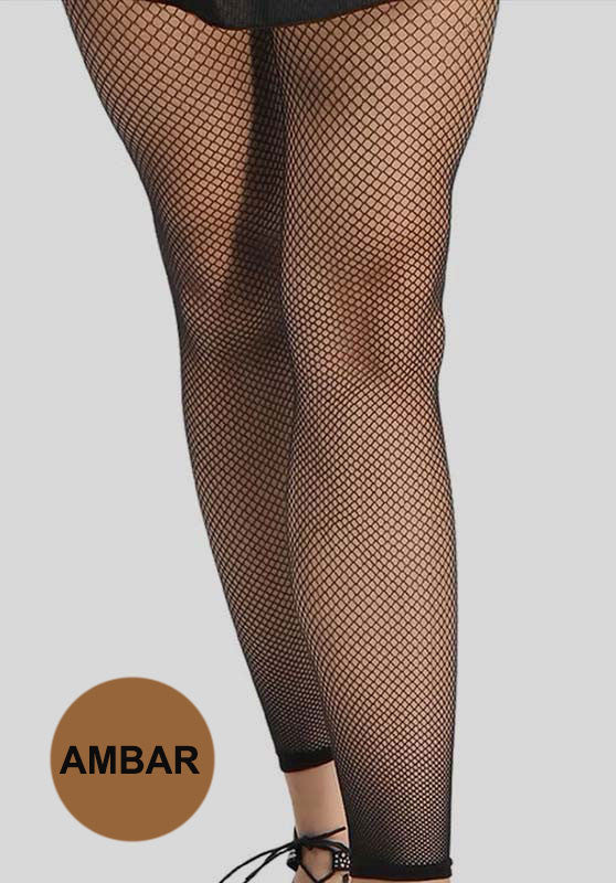 Footless Fishnet Leggings in Amber