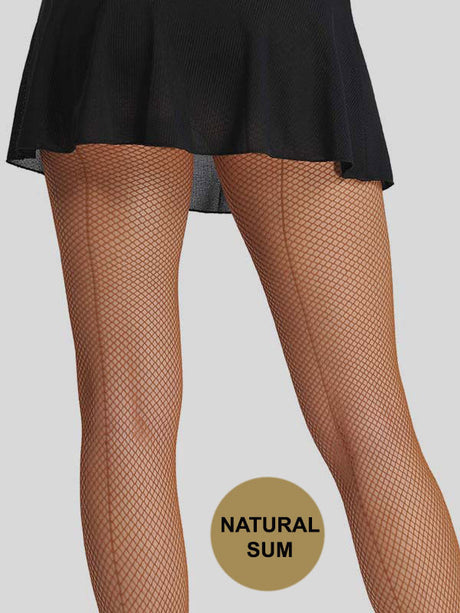 Bas résille élastique avec semelle intérieure marron clair