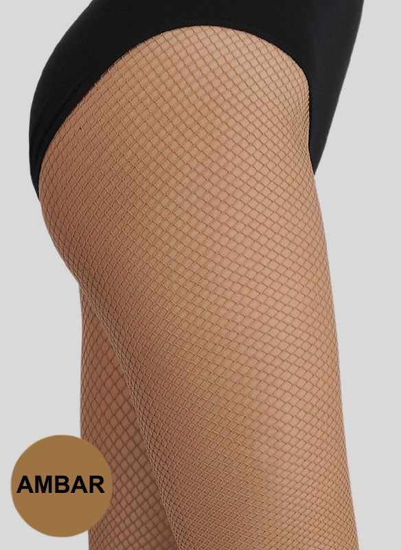 Media de Red con Enganche al Dedo del Pie Color Ámbar