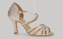 Light pink ballroom dance shoe with multiple crystal rhinestones